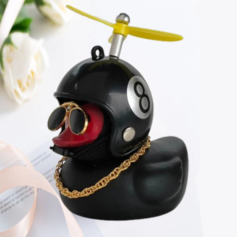 Car Duck with Helmet Broken Wind Pendant Small Yellow Duck Road Bike Motor Helmet Riding Cycling Accessories without Lights